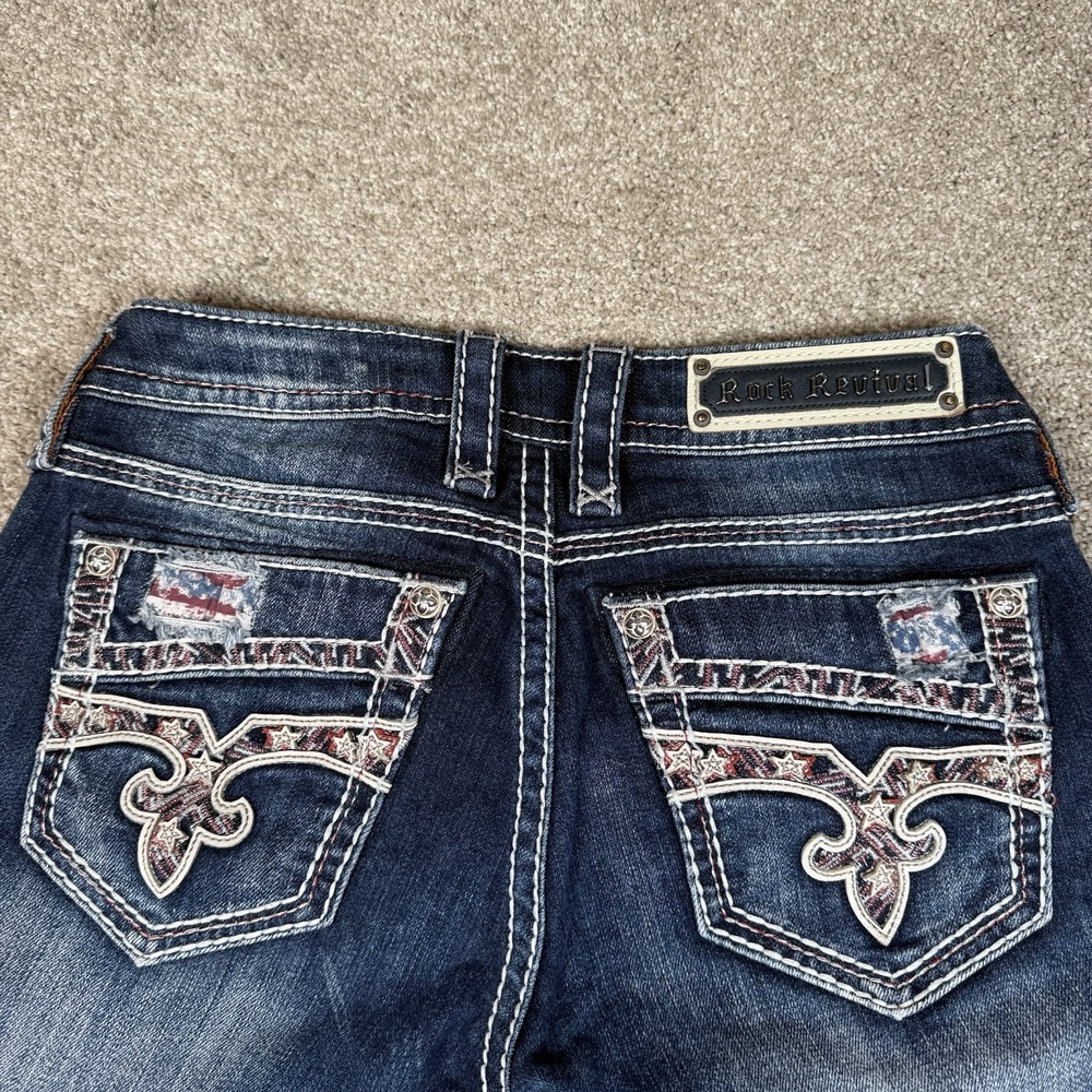 Rock Revival Capri Jeans 27 Carrieya Stars & Stripes American Flag 4th Of July - Picture 4 of 13